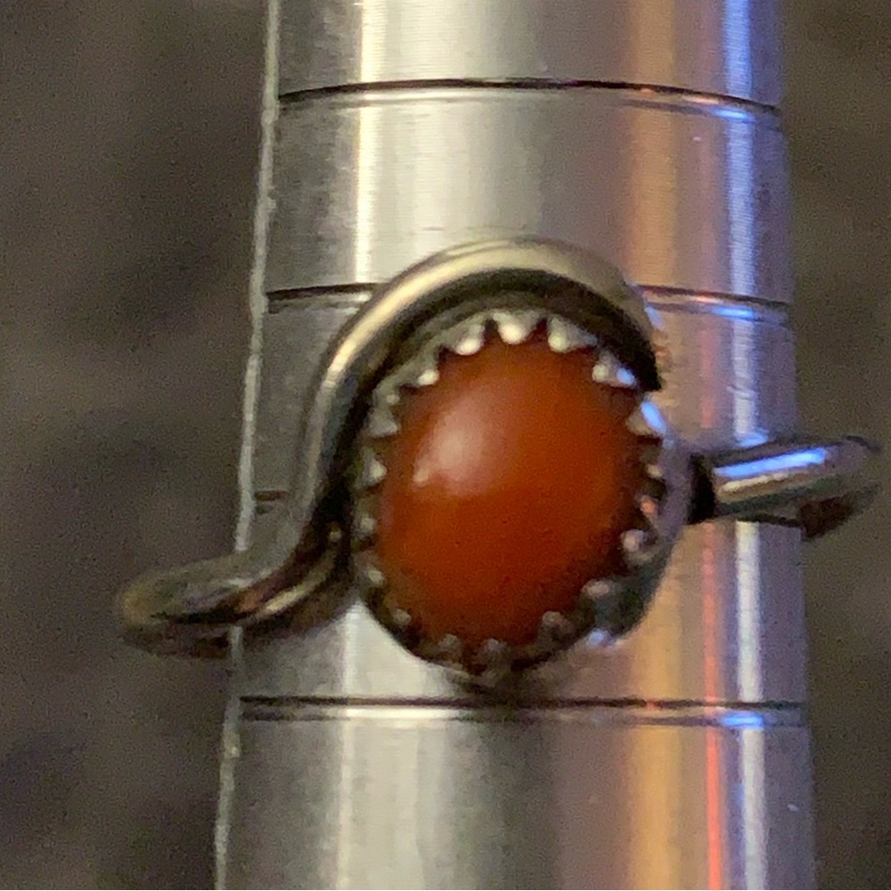 Vintage Sterling Red Coral Ring